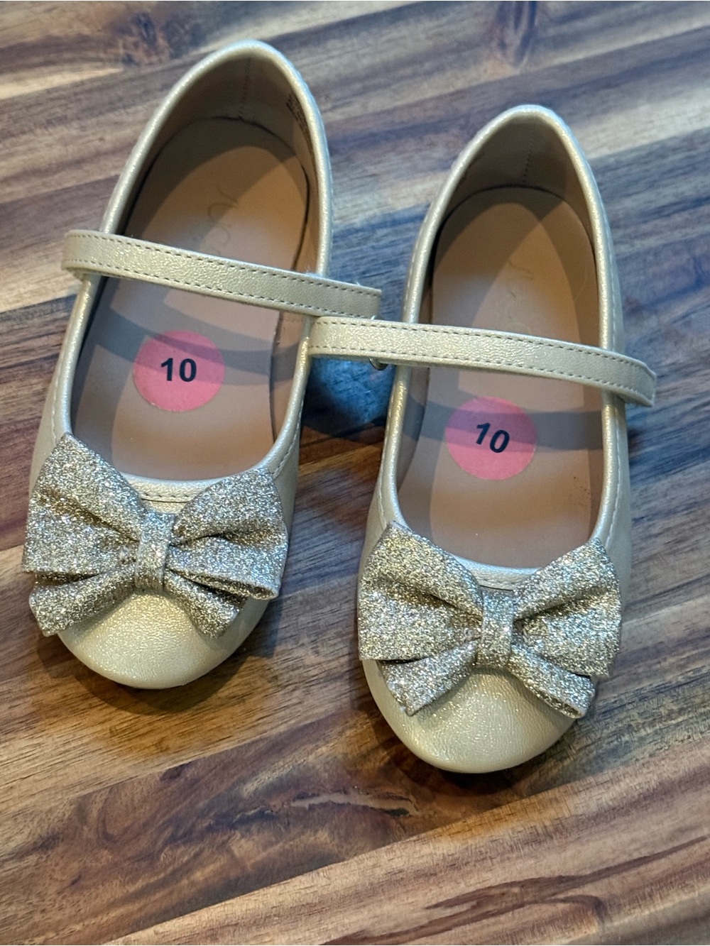 Sugar Gold Glitter Bow Mary Jane Shoes